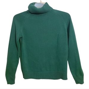 Jeannie Pierre | Women's Green Ribbed Turtleneck Sweater (Size Large)